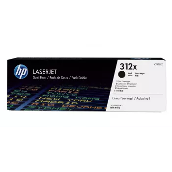 Toneru kasetņu komplekts HP 312X (CF380XD) — 2× melna augstas ražības, 8800 lappuses katra