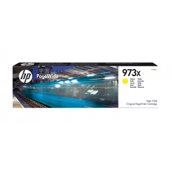 HP 973X Augstas ietilpības dzeltenā oriģinālā PageWide kasetne, dzeltena, 1 gab., 7000 lappušu