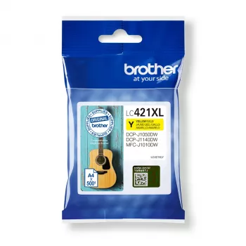 Brother LC-421XLY tintes kasetne 1 gab. oriģināla augstas (XL) ietilpības dzeltena