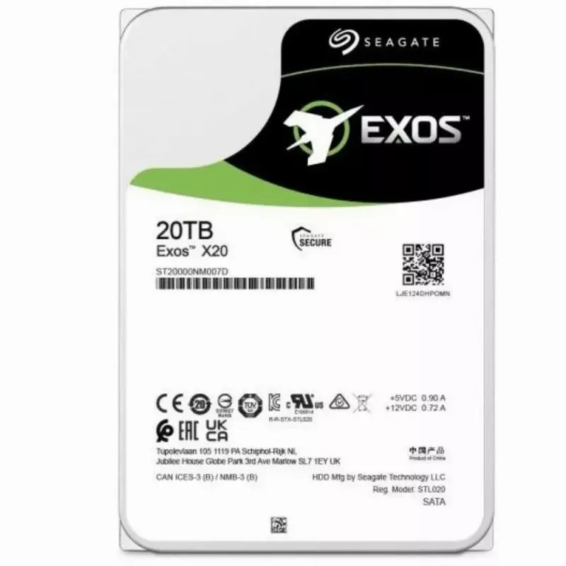 Seagate Enterprise Exos X20 iekšējais cietais disks 20 TB 7200 RPM 3.5 collu Serial ATA III