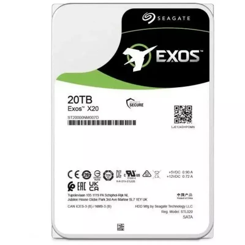 Seagate Enterprise Exos X20 iekšējais cietais disks 20 TB 7200 RPM 3.5 collu Serial ATA III