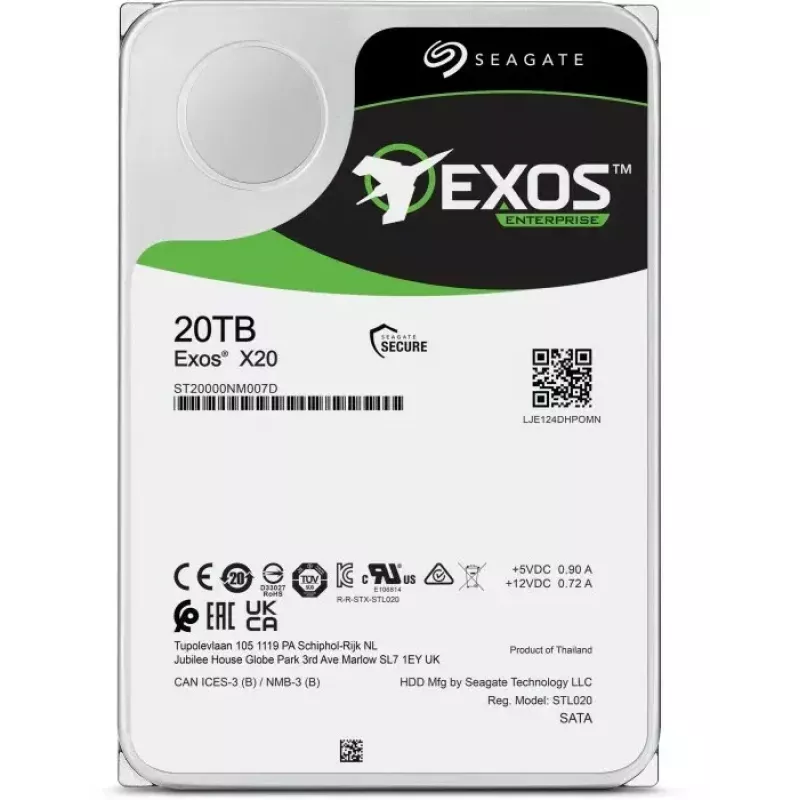 Seagate Enterprise Exos X20 iekšējais cietais disks 20 TB 7200 RPM 3.5 collu Serial ATA III