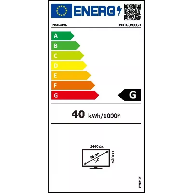 Philips 5000 sērijas 34B1U5600CH/00 datora monitors 86,4 cm (34 collas) 3440 x 1440 pikseļi Wide Quad HD LCD Melns