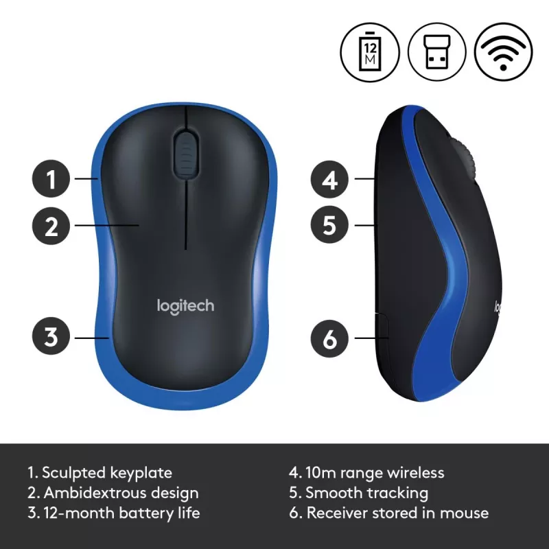 Pele Logitech Wireless Mouse Blue 910-002239