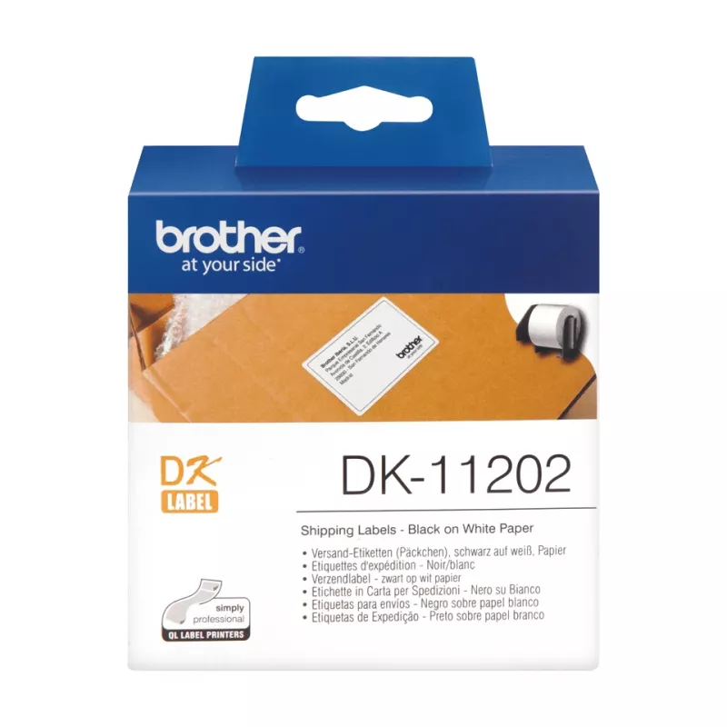 Piegādes etiķetes Brother DK11202 melns uz balta 62 mm