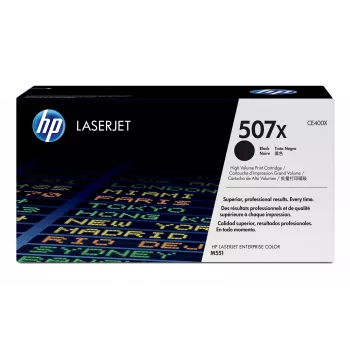 HP 507X lielas ietilpības melna oriģinālā LaserJet tonera kasetne, 11000 lappuses, Melna, 1 gab.