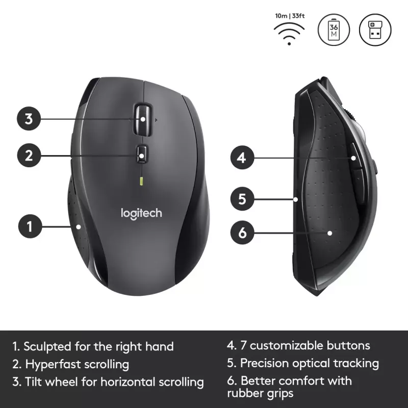 Pele Logitech Marathon M705 RF Wireless