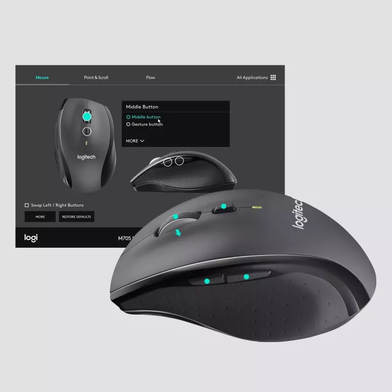 Pele Logitech Marathon M705 RF Wireless