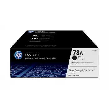 HP 78A 2 iepakojumu melnās oriģinālās LaserJet tonera kasetnes, 4200 lappuses, melna, 2 gab.