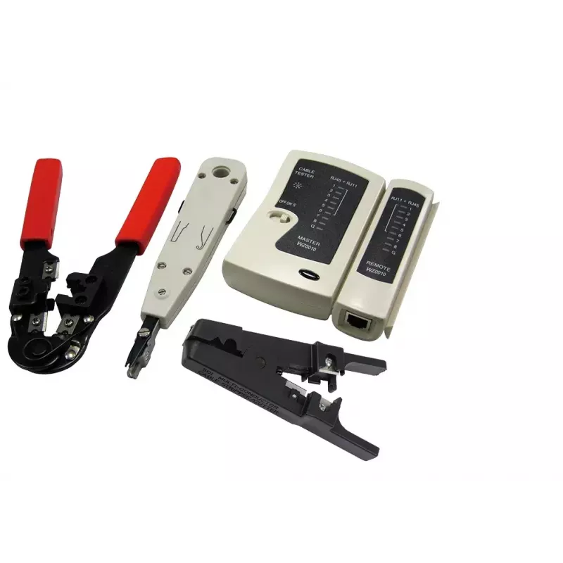Kabeļu sagatavošanas instrumentu komplekts LOGILINK WZ0012 — instrumenti RJ45 un RJ11 (noņēmējs, gofrētājs, griezējs)