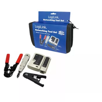 Kabeļu sagatavošanas instrumentu komplekts LOGILINK WZ0012 — instrumenti RJ45 un RJ11 (noņēmējs, gofrētājs, griezējs)
