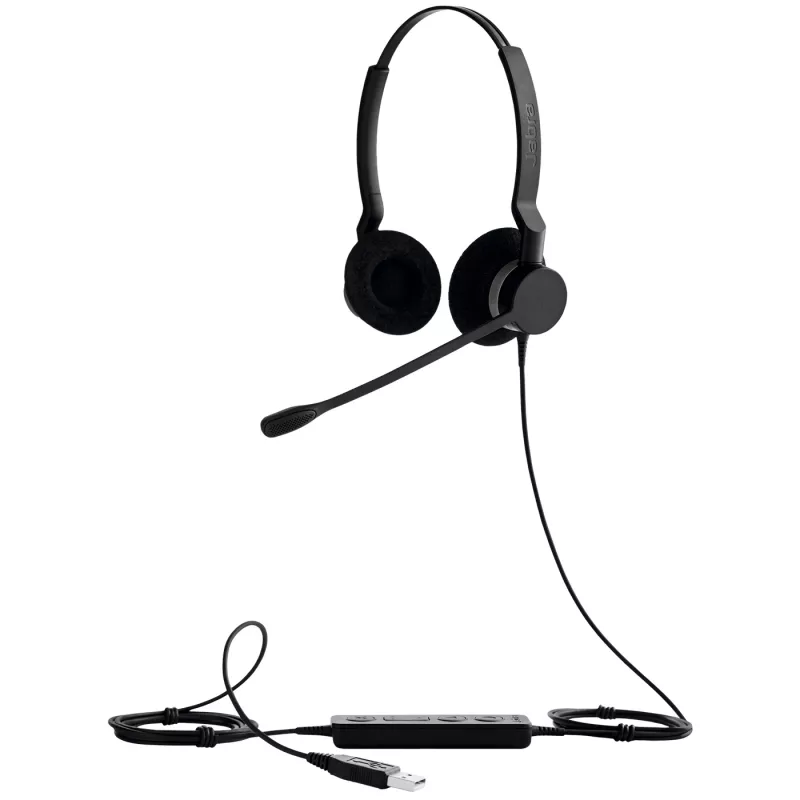Jabra BIZ 2300 Duo, USB, MS, Vadu, Birojs/Zvanu centrs, 150 - 4500 Hz, 68 g, Austiņas, Melns