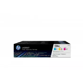 HP 126A 3 iepakojumā Ciāna/Magenta/Dzeltena Original LaserJet Tonera kasetnes