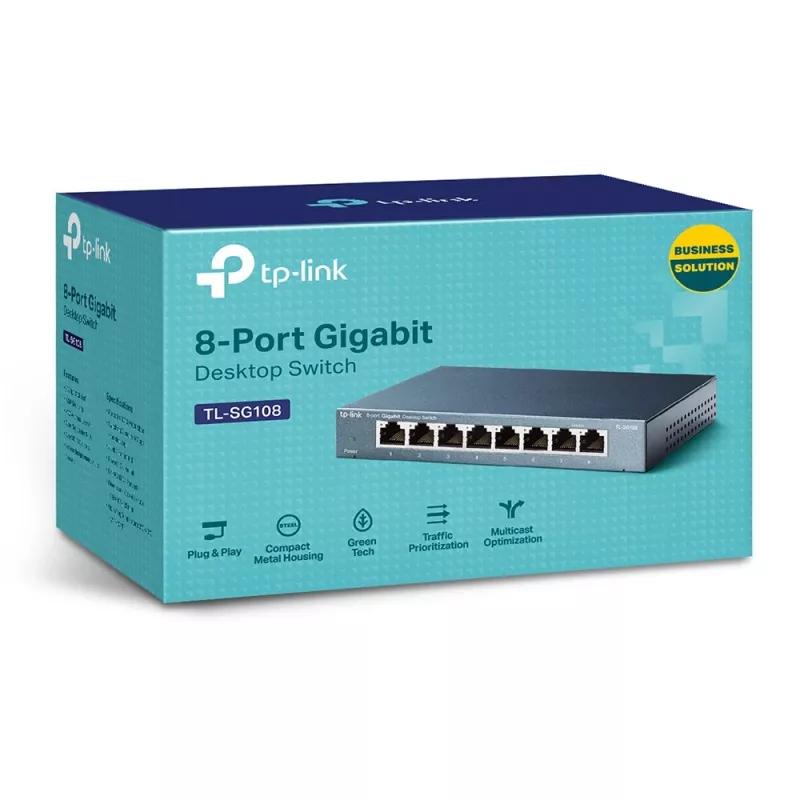 TP-Link 8 portu 10/100/1000Mbps galddatoru tīkla slēdzis, nepārvaldāms, Gigabit Ethernet (10/100/1000), pilns duplekss