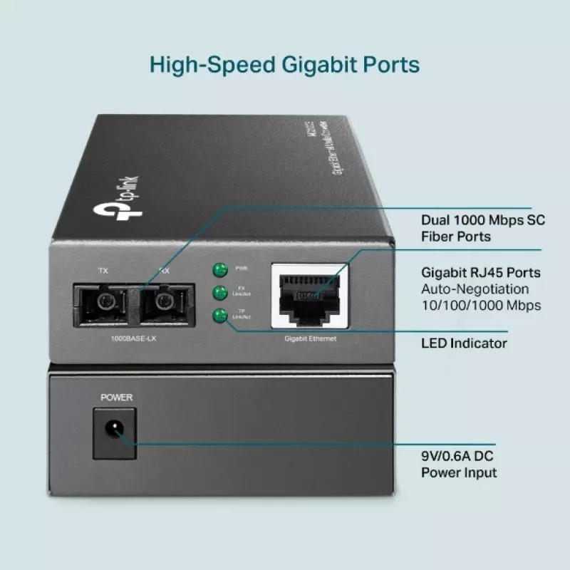 Multivides pārveidotājs TP-Link MC210CS, Gigabit, 1000 Mbit/s, SC savienotājs