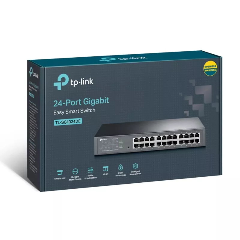 TP-Link 24 portu Gigabit Easy Smart slēdzis, pārvaldāms, L2, Gigabit Ethernet (10/100/1000), stiprināšana statīvā, 1U