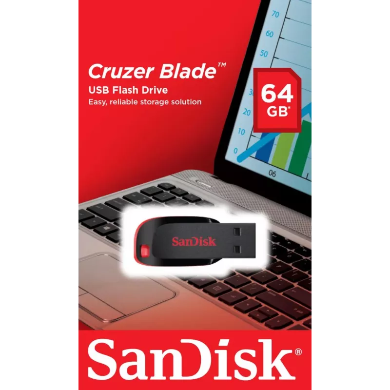 USB zibatmiņa SanDisk 64 GB USB Typee-A 2.0 Cruzer Blade