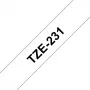 Brother TZE-231 etiķešu lente Melns uz balta