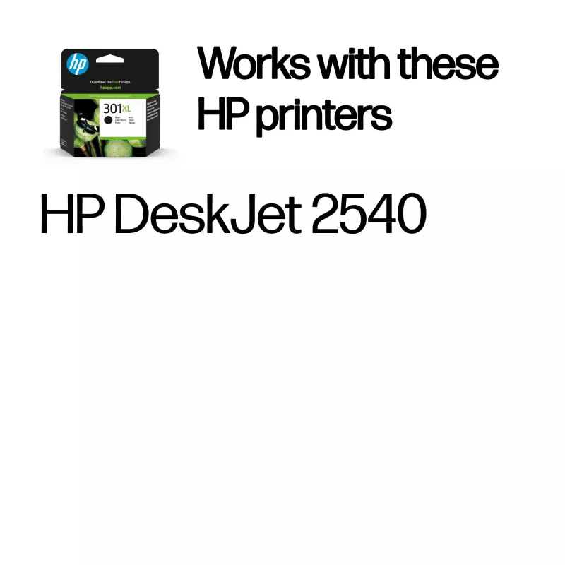 HP 301XL augstas ražības melna oriģinālā tintes kasetne, melna, 1 gab., 360 lapas