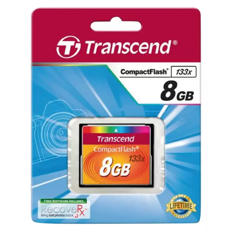 CompactFlash karte Transcend TS8GCF133, 8GB, 50MB/s lasīšana, 20MB/s rakstīšana