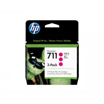 HP 711 3 iepakojumi 29 ml fuksīna tintes kasetnes priekš DesignJet