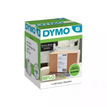 DYMO Authentic LabelWriter īpaši lielas sūtījumu uzlīmes | 104 mm x 159 mm | Pašlīmējošas | Rullis ar 220 viegli nolobāmām uzlīmēm | Piemērotas LabelWriter 4XL/5XL uzlīmju drukas ierīcēm
