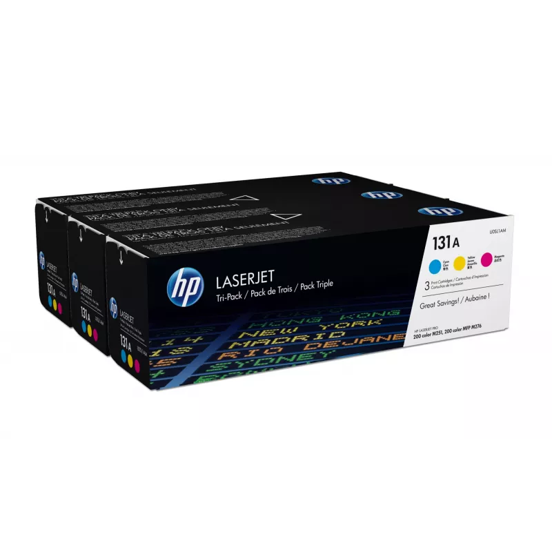 HP 131A 3-paka Ciāna/Magenta/Dzeltena oriģinālās LaserJet tonera kasetnes