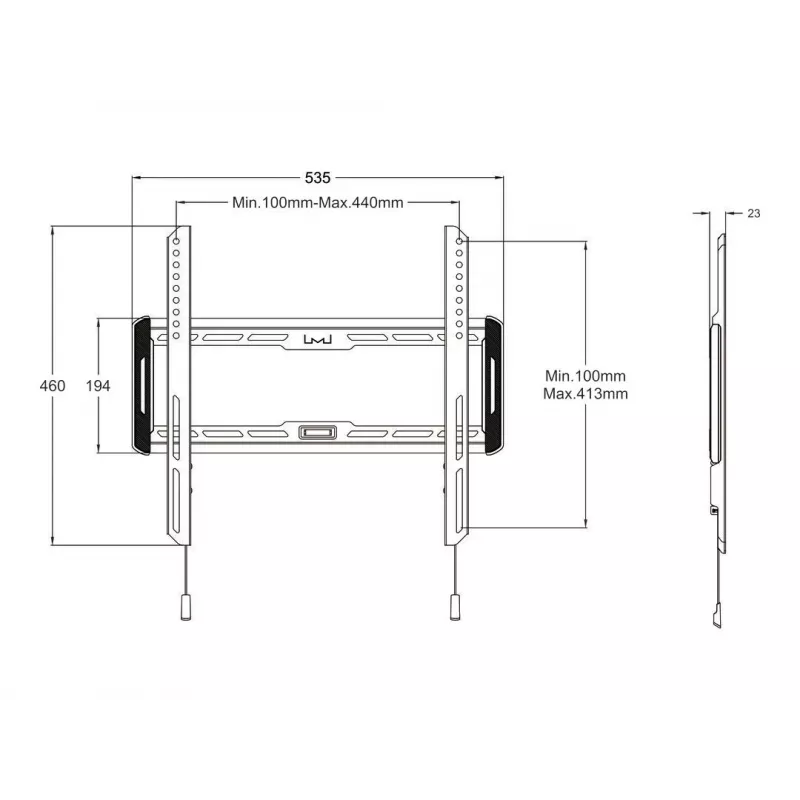 Multibrackets M Universal Wallmount Fixed Medium Melns