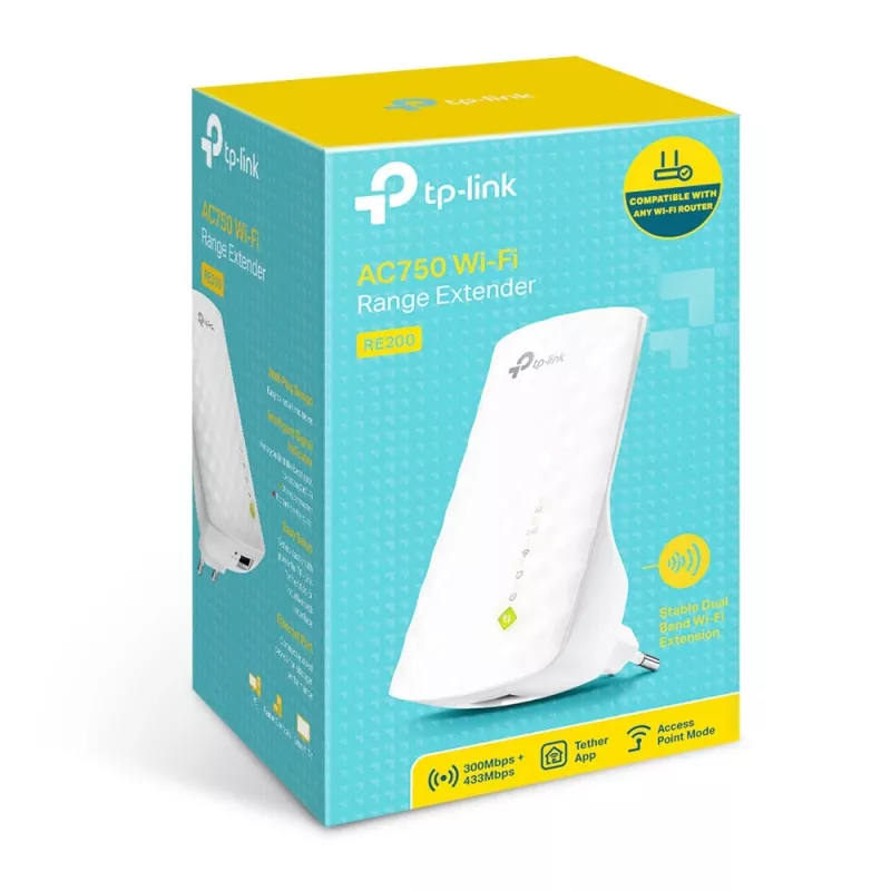 TP-Link RE200 tīkla paplašinātājs Tīkla retranslators Balts 10, 100 Mbit/s