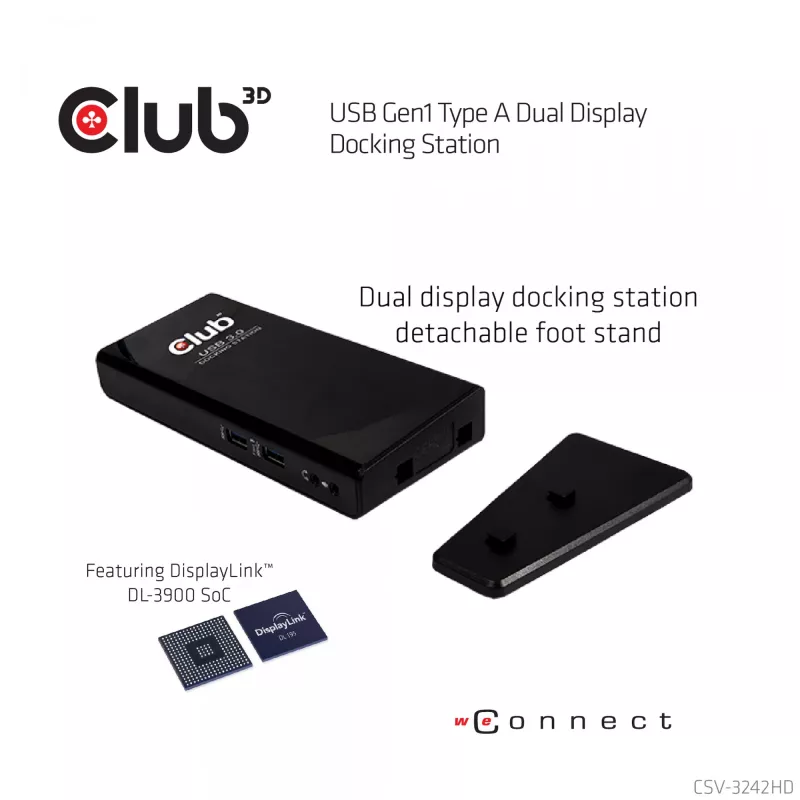 CLUB3D USB Gen1 Type A Dual Display (HDMI un DVI) DisplayLink™ dokstacija