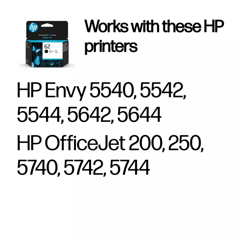 HP 62 melna oriģinālā tintes kasetne