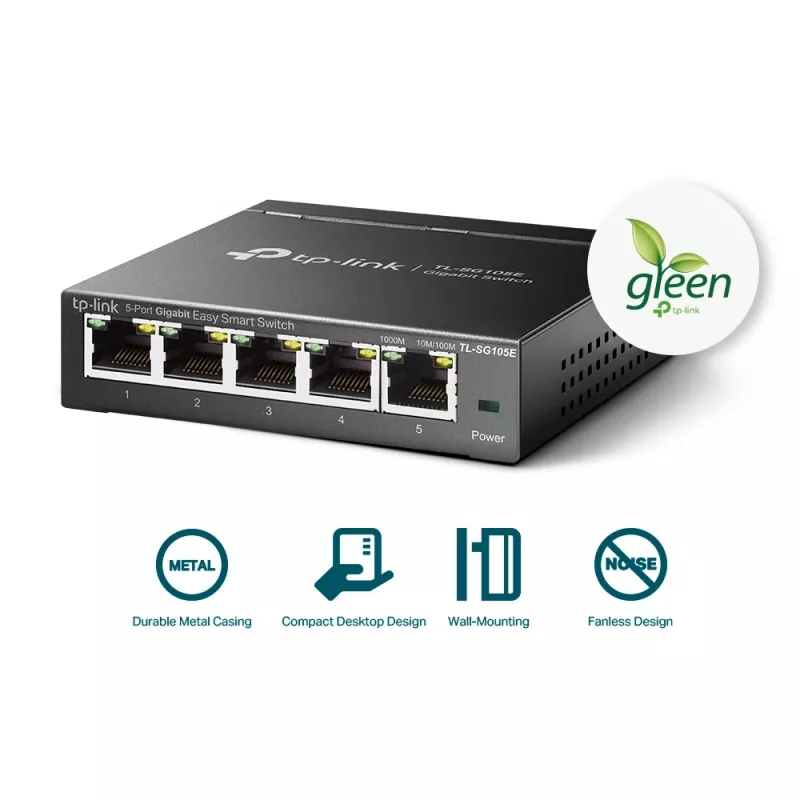 TP-Link 5 portu Gigabit Easy Smart slēdzis, pārvaldāms, L2, Gigabit Ethernet (10/100/1000)