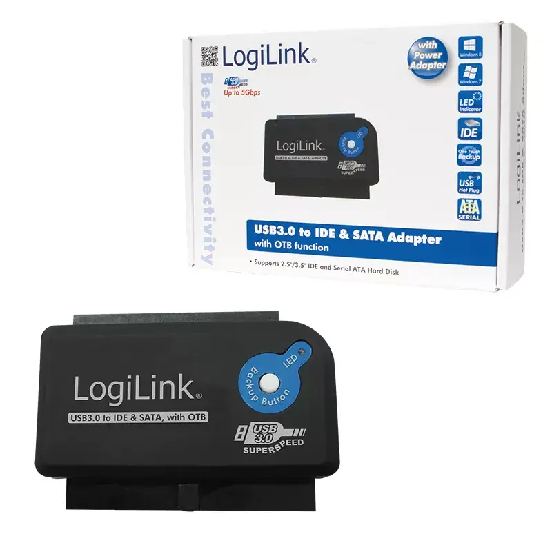 Kabeļa dzimuma mainītājs LogiLink AU0028A USB 3.0 IDE SATA Melns