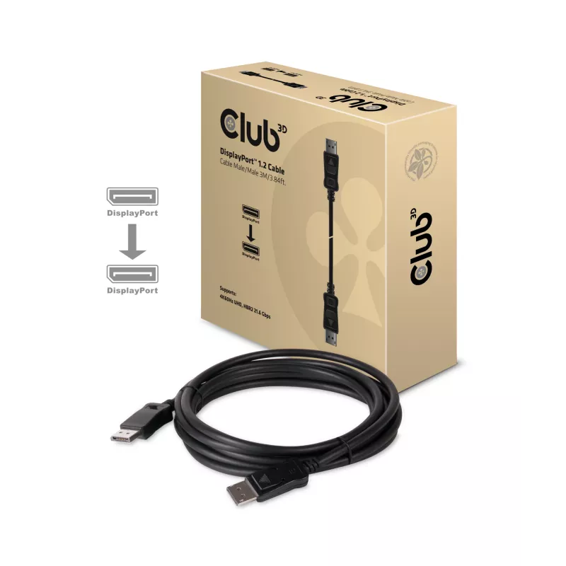CLUB3D Displayport 1.2 kabelis M/M 3 metri 4K60Hz 21.6Gbps