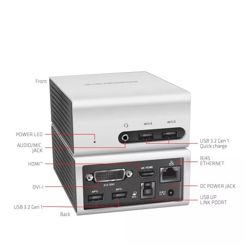 CLUB3D USB 3.2 Gen 1 4K UHD pie 30Hz Mini Dokošanas stacija ar īpaši plānu dizainu