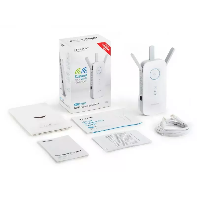 TP-LINK RE450 Wi-Fi diapazona paplašinātājs, 802.11ac, 2,4 GHz/5 GHz, 450+1300 Mbit/s, 10/100/1000 Mbit/s, Ethernet LAN (RJ-45) ports 1, antennas tips: 3x ārējās