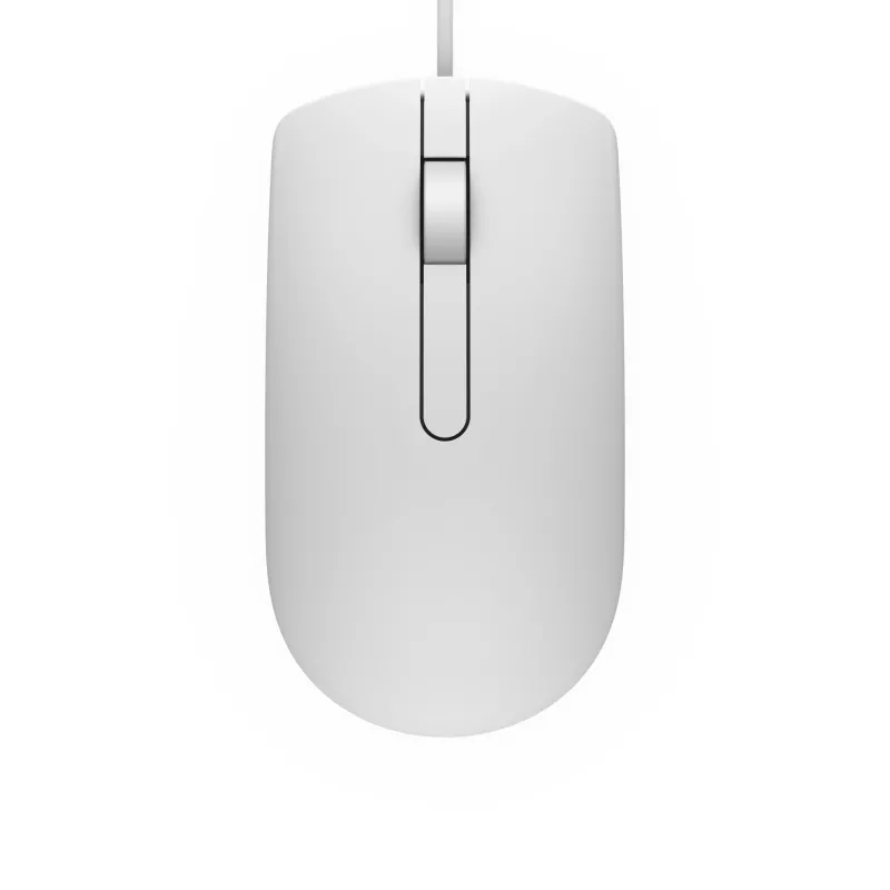 DELL vadu pele - MS116 - balta, piemērota abām rokām, optiska, USB Type-A, 1000 DPI, balta