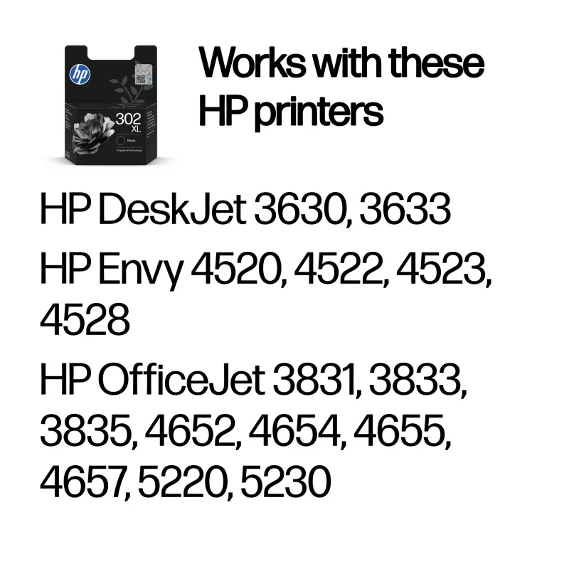 HP 302XL liela ietilpība melna oriģinālā tintes kasetne, melna, 1 gab., 430 lappuses