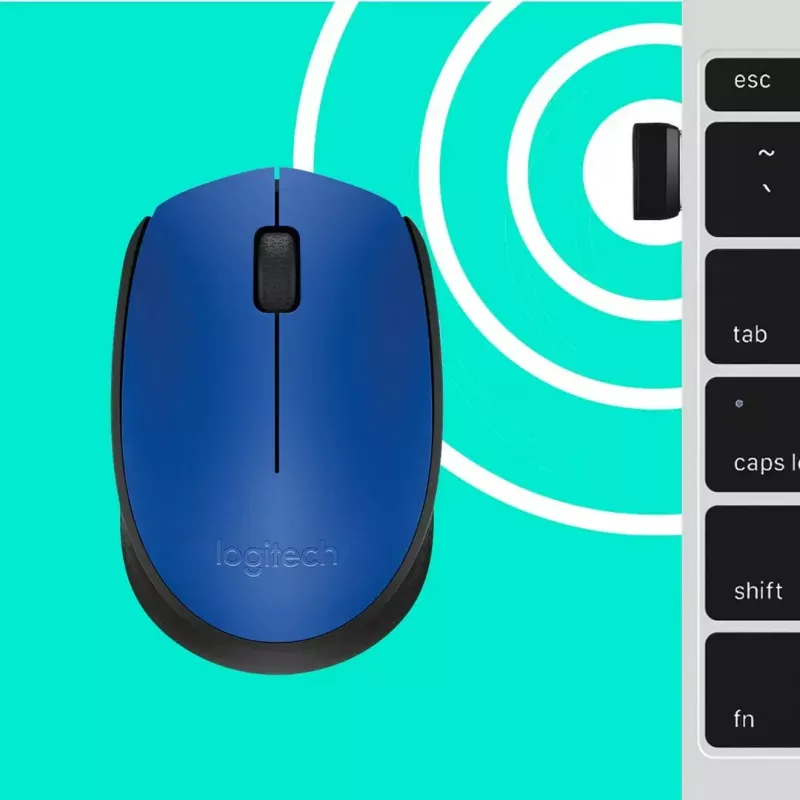 Logitech M171 pele RF bezvadu optiskā 1000 DPI, zila