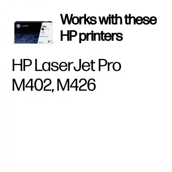 HP 26A Black Original LaserJet Tonera kasetne, 3100 lapas, Melna, 1 gab.