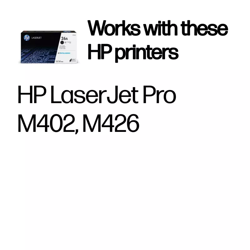 HP 26A Black Original LaserJet Tonera kasetne, 3100 lapas, Melna, 1 gab.