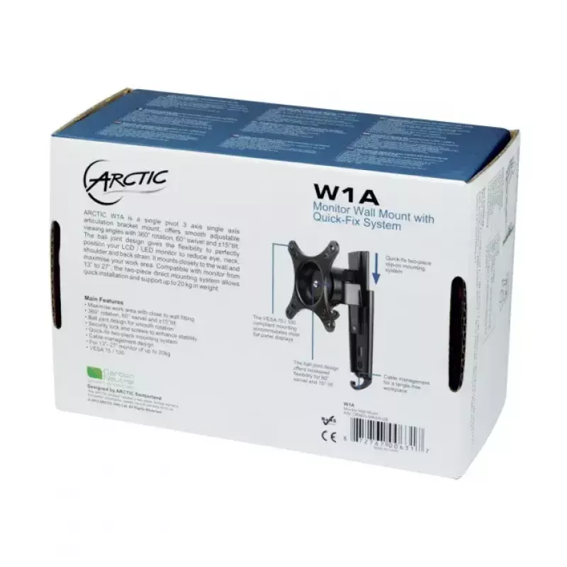 ARCTIC W1A - Monitora sienas stiprinājums