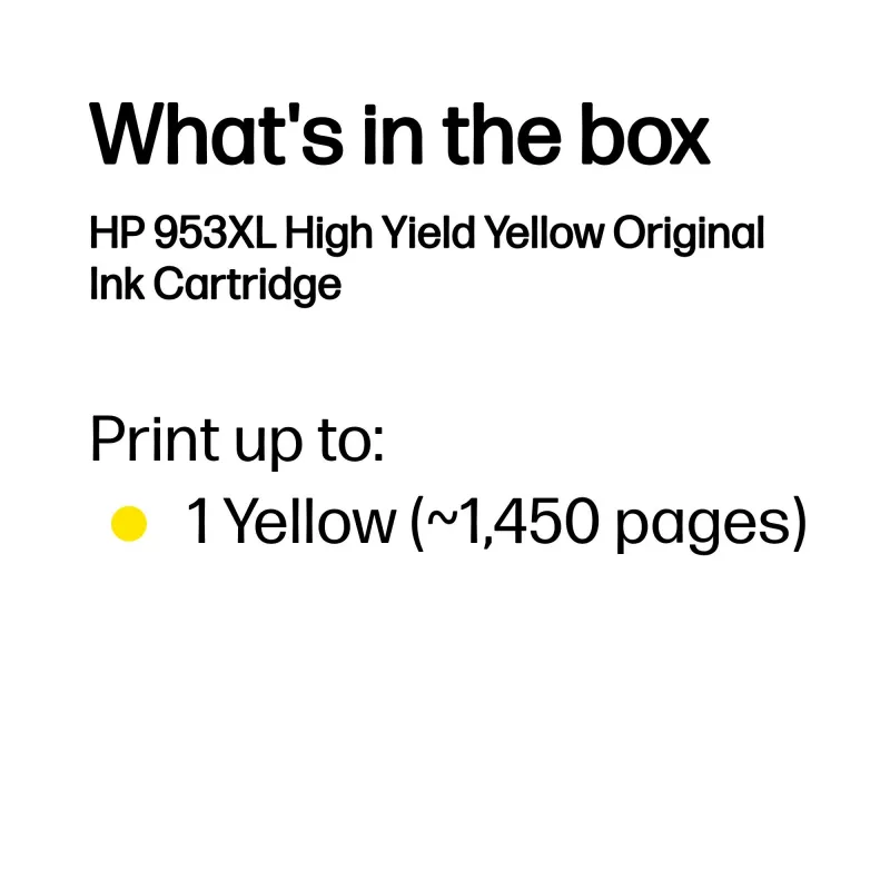 HP 953XL augstas ietilpības dzeltena oriģinālā tintes kasetne, dzeltena, 1 gab., 1450 lappuses