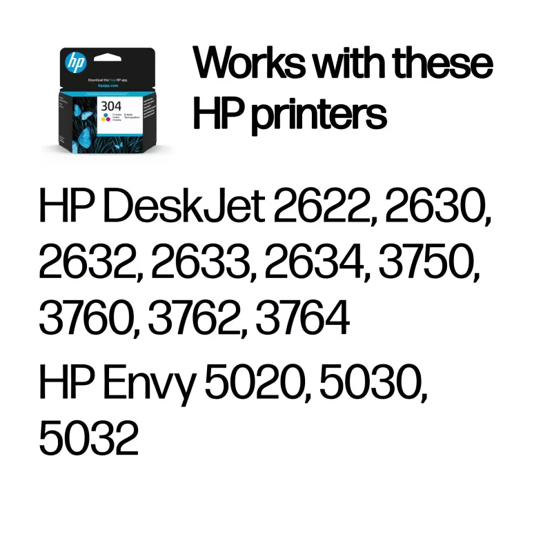HP 304 trīs krāsu oriģinālā tintes kasetne, Ciāna, Magenta, Dzeltens, 1 gab., 100 lapas