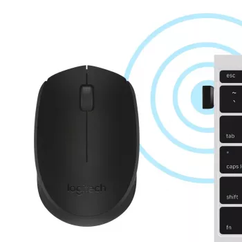 Bezvadu optiskā pele Logitech B170 RF, abpusēja, 3 pogas, melna, 10 m darbības rādiuss, līdz 12 mēnešiem akumulatora darbības laiks