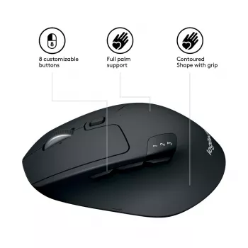 LOGITECH M720 Triathlon Multi Device Wireless Mouse - Melns