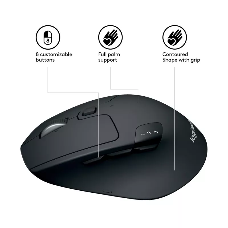 LOGITECH M720 Triathlon Multi Device Wireless Mouse - Melns
