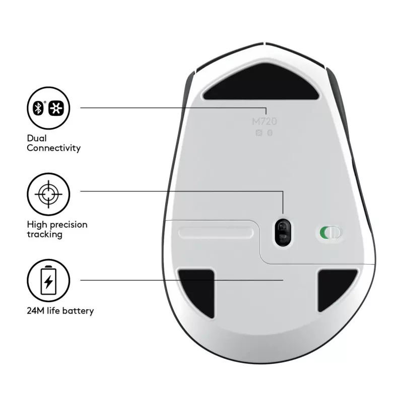 LOGITECH M720 Triathlon Multi Device Wireless Mouse - Melns