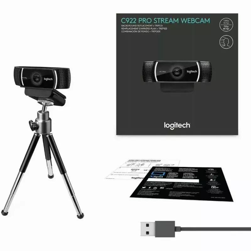 Logitech C922 1920 x 1080 pikseļi USB Melna tīmekļa kamera