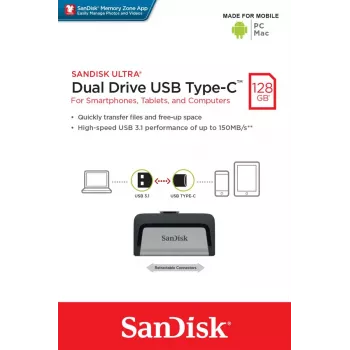 USB zibatmiņa SanDisk 128 GB USB Type-A USB Type-C Ultra Dual Drive